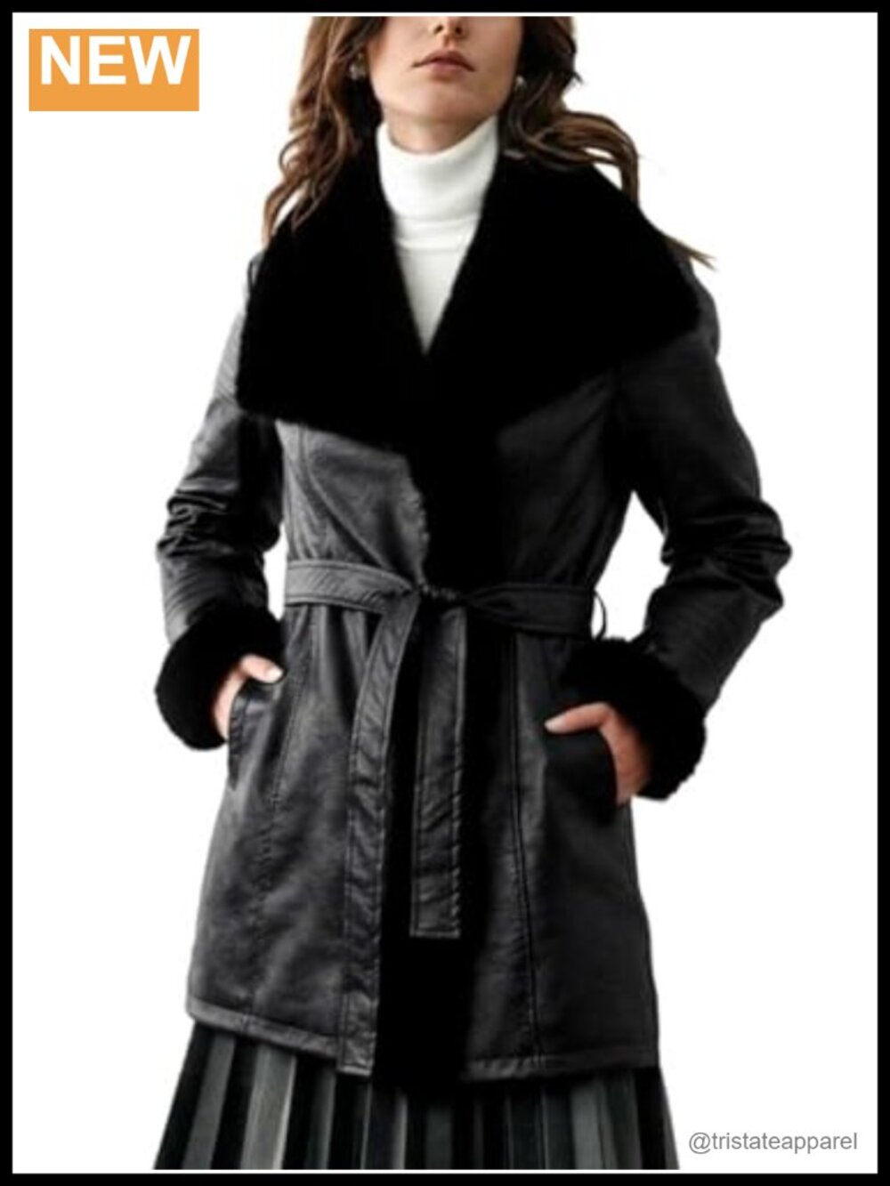 Faux Leather & Fur Trim Quilted Puffer Jacket